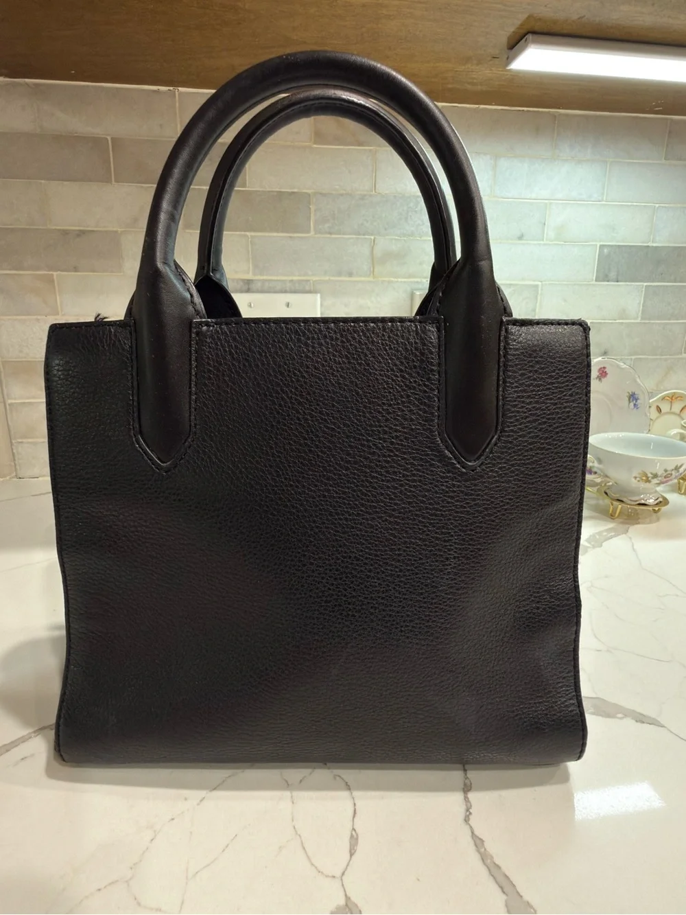 Kate Spade New York  Black Woven Accent Leather Satchel - Picture 2 of 6